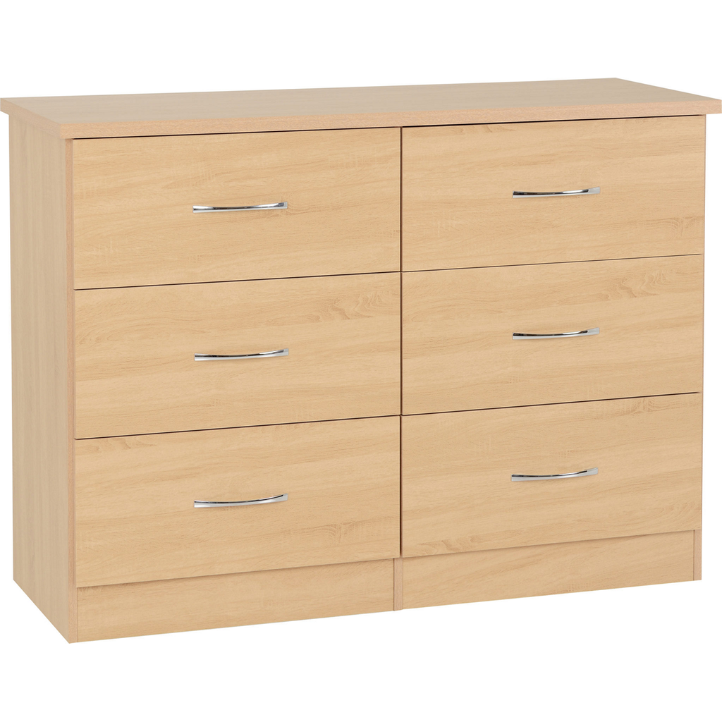 Nevada 6 Drawer Chest-Furniture-Seconique-Sonoma Oak Effect-Levines Furniture