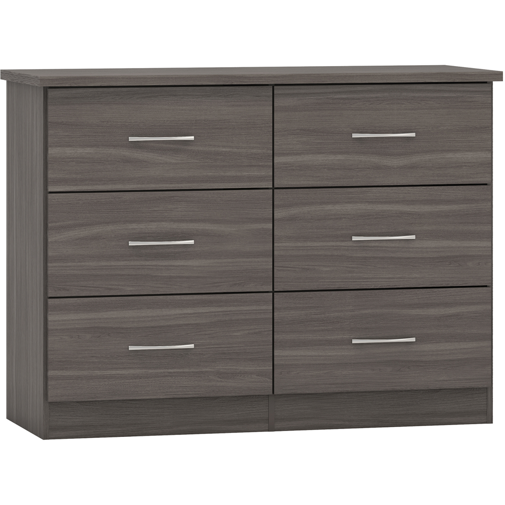 Nevada 6 Drawer Chest-Furniture-Seconique-Black Wood Grain-Levines Furniture