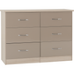 Nevada 6 Drawer Chest-Furniture-Seconique-Oyster Gloss/ Light Oak Effect Veneer-Levines Furniture