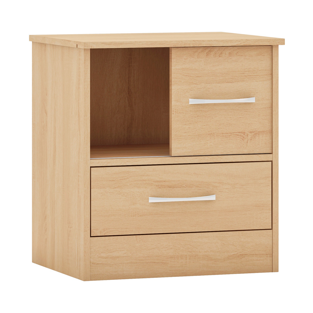 Nevada Sliding Door Bedside-Furniture-Seconique-Sonoma Oak Effect-Levines Furniture