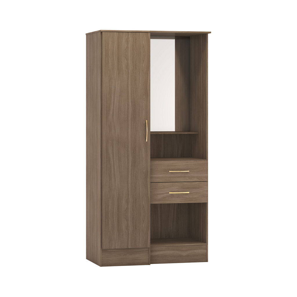 Nevada Vanity 1 Door Wardrobe-Furniture-Seconique-Rustic Oak Effect-Levines Furniture