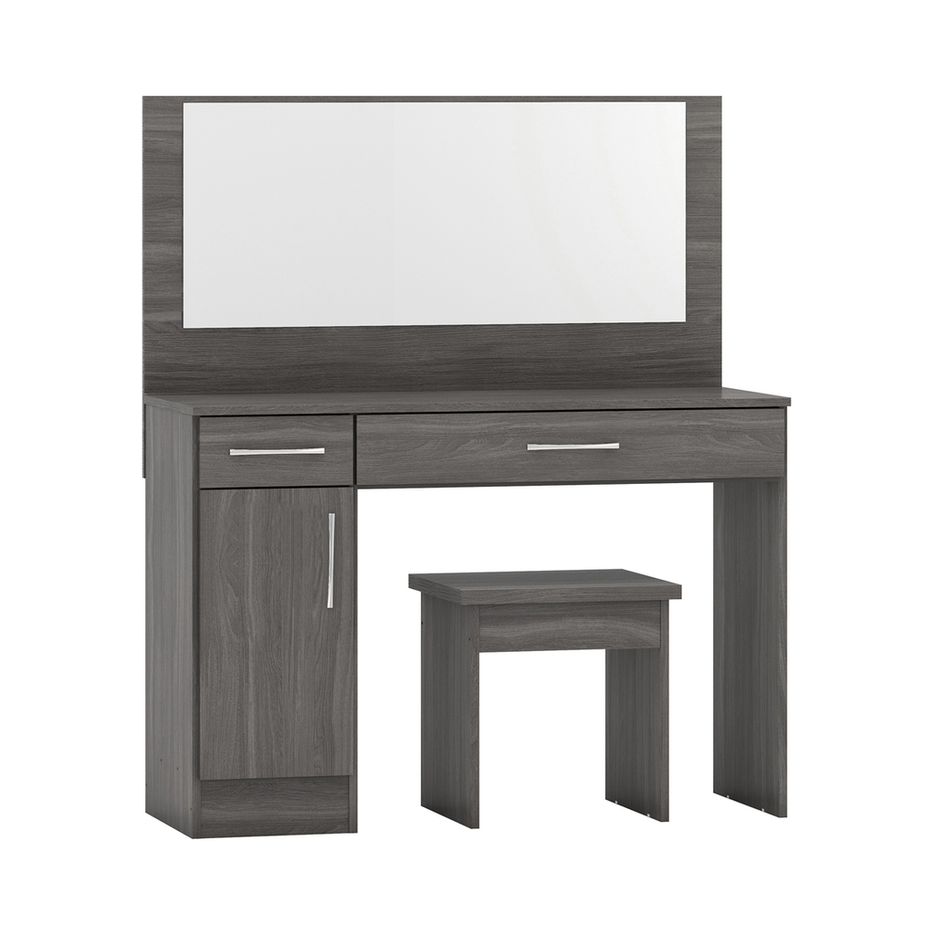 Nevada Vanity / Dressing Table Set-Furniture-Seconique-Black Wood Grain-Levines Furniture