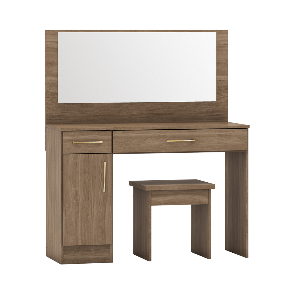 Nevada Vanity / Dressing Table Set-Furniture-Seconique-Rustic Oak Effect-Levines Furniture