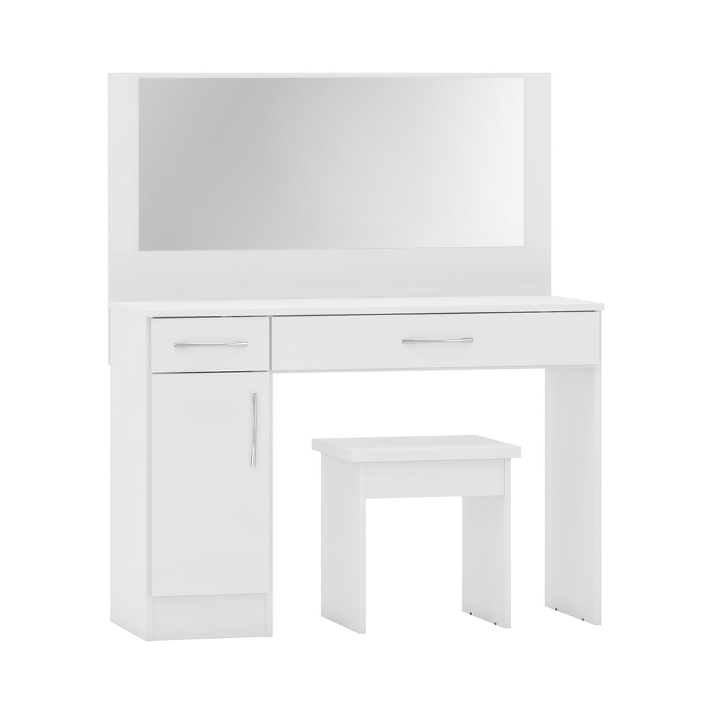 Nevada Vanity / Dressing Table Set-Furniture-Seconique-White Gloss-Levines Furniture