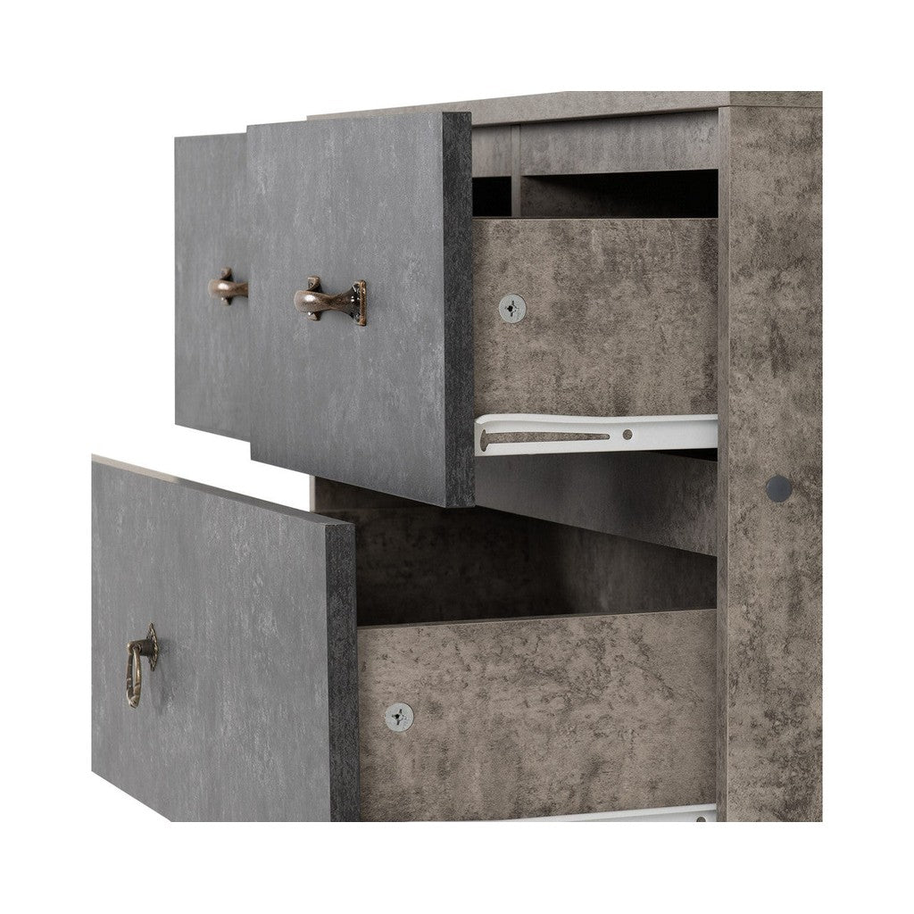 Nordic 2 + 2 Drawer Chest-Furniture-Seconique-Concrete effect/ Charcoal-Levines Furniture