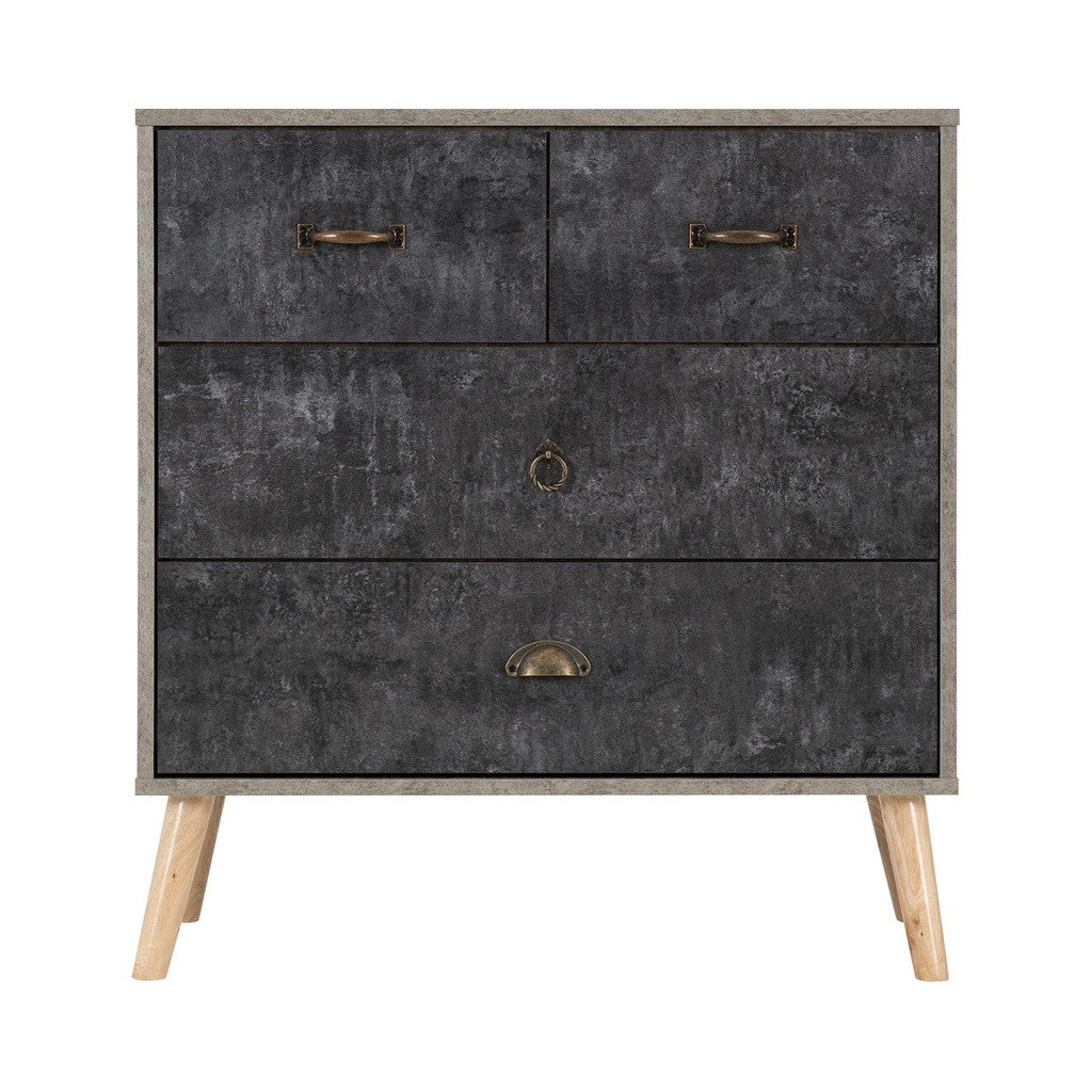 Nordic 2 + 2 Drawer Chest-Furniture-Seconique-Concrete effect/ Charcoal-Levines Furniture