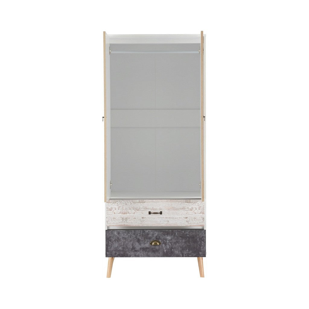 Nordic 2 Door Combination Wardrobe-Furniture-Seconique-Concrete effect/ Charcoal-Levines Furniture