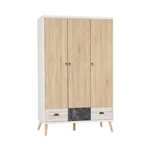 Nordic 3 Door Combination Wardrobe-Furniture-Seconique-Concrete effect/ Charcoal-Levines Furniture