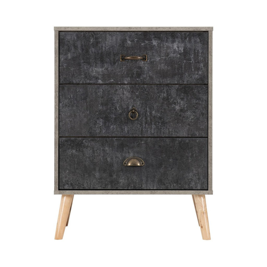 Nordic 3 Drawer Chest-Furniture-Seconique-Concrete effect/ Charcoal-Levines Furniture