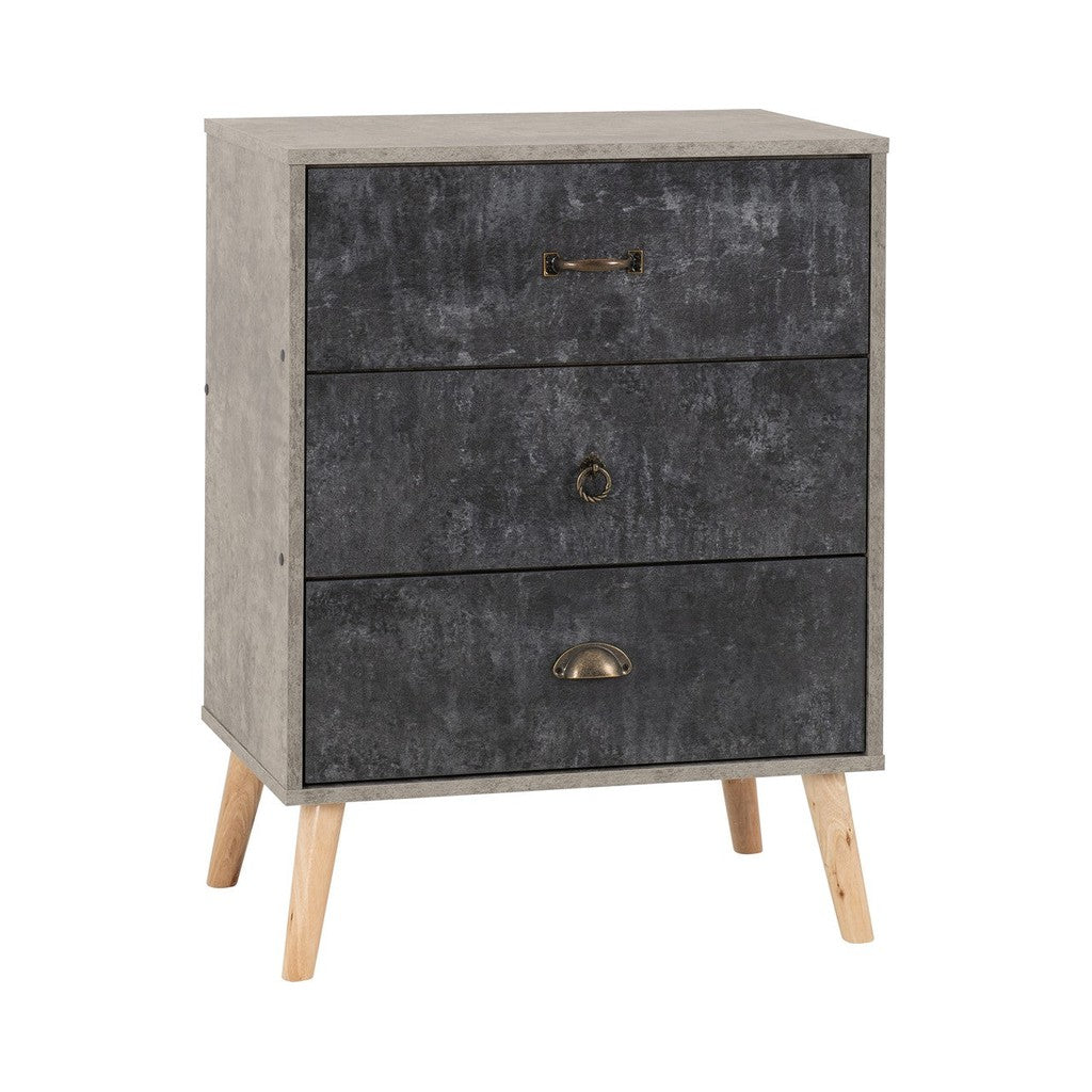 Nordic 3 Drawer Chest-Furniture-Seconique-Concrete effect/ Charcoal-Levines Furniture