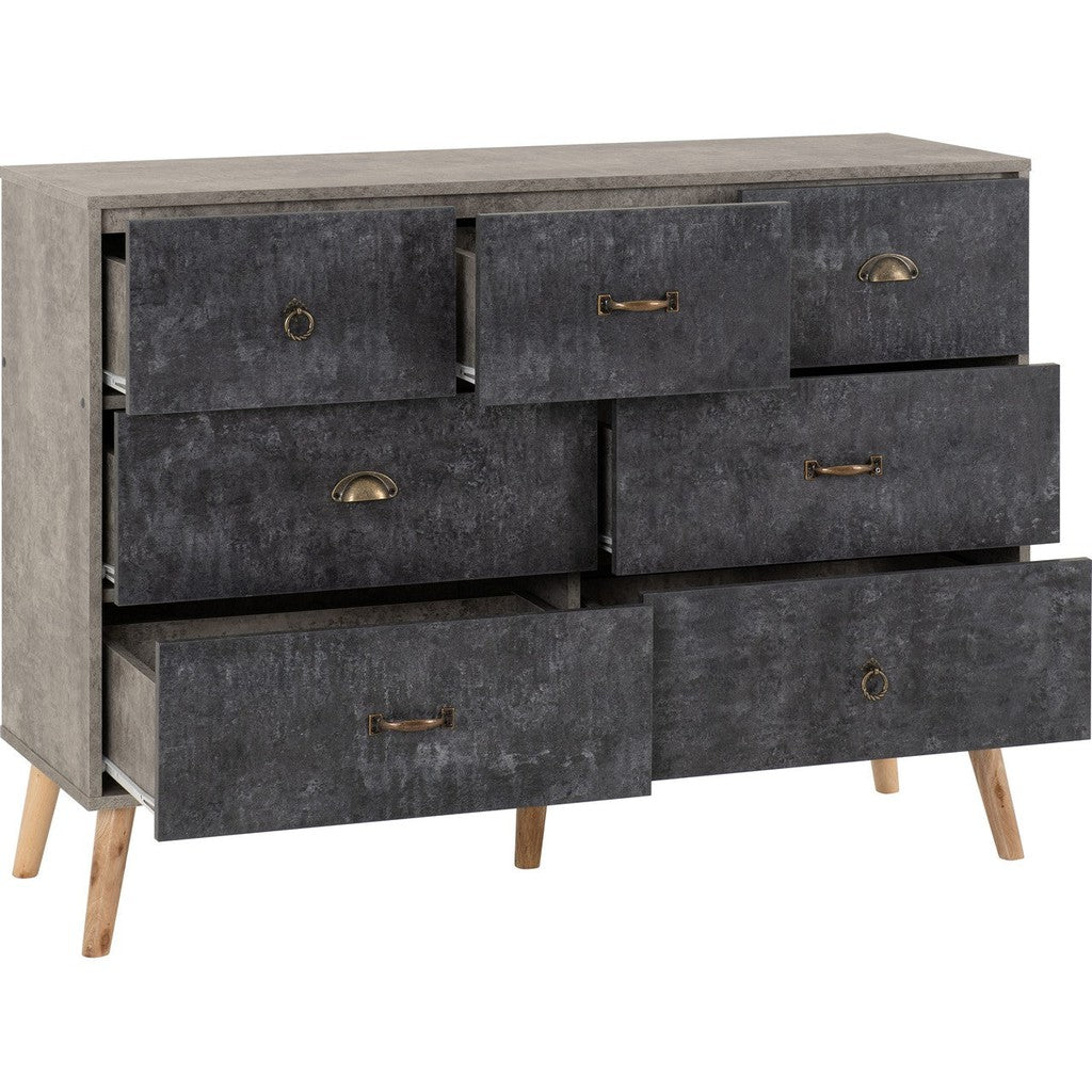 Nordic Merchant Chest-Furniture-Seconique-Concrete effect/ Charcoal-Levines Furniture