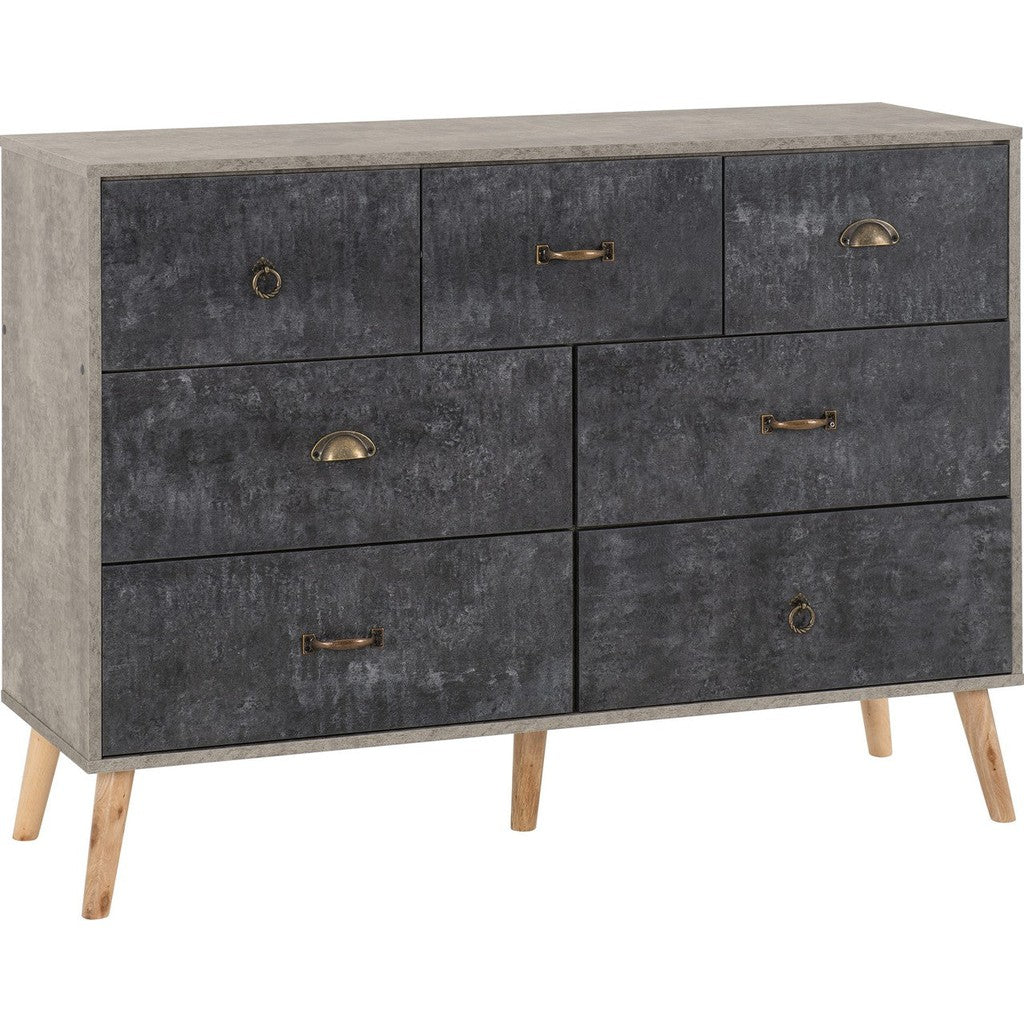 Nordic Merchant Chest-Furniture-Seconique-Concrete effect/ Charcoal-Levines Furniture