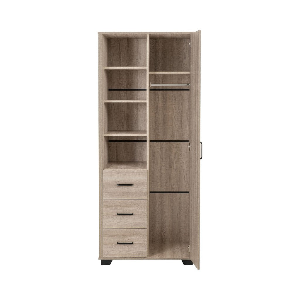 Oliver Range - 1 Door 3 Drawer Open Shelf Wardrobe-Furniture-Seconique-Levines Furniture