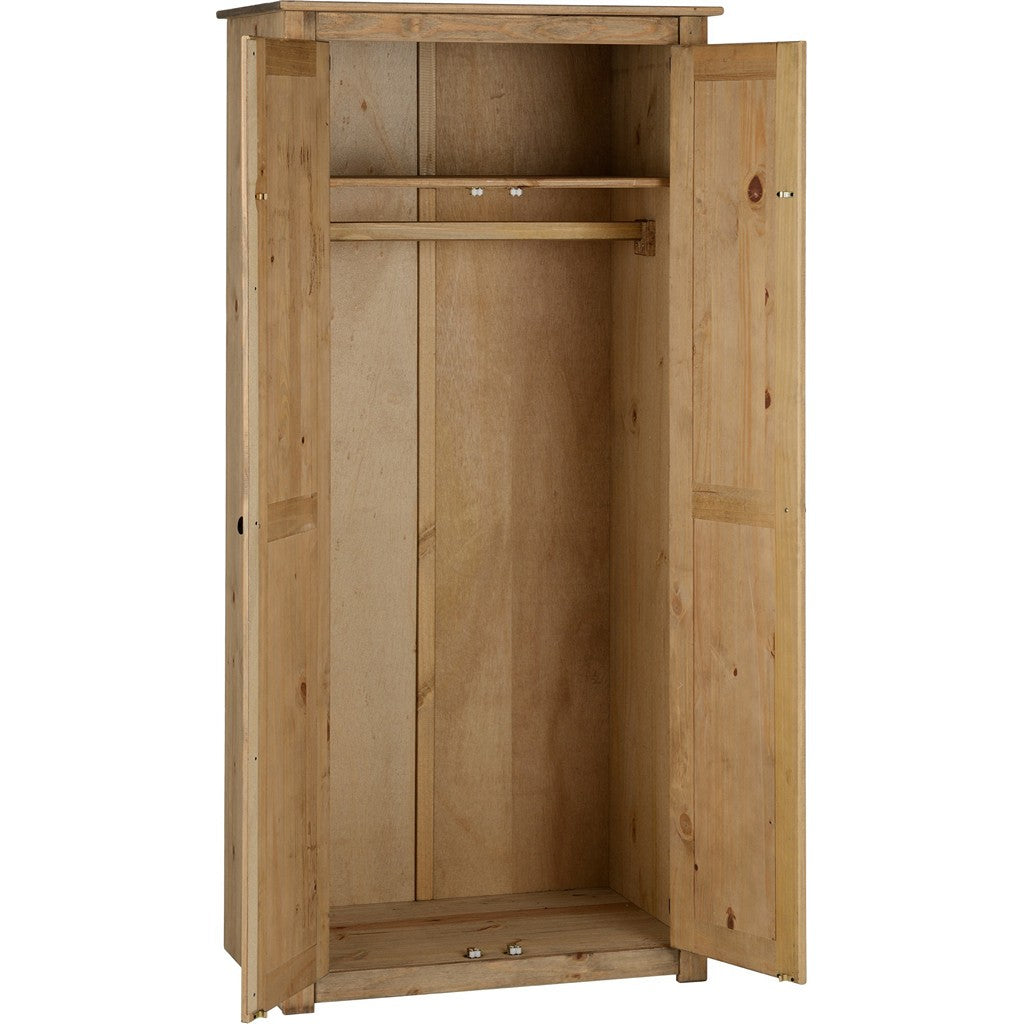 Panama 2 Door Wardrobe-Furniture-Seconique-White / Natural Wax-Levines Furniture