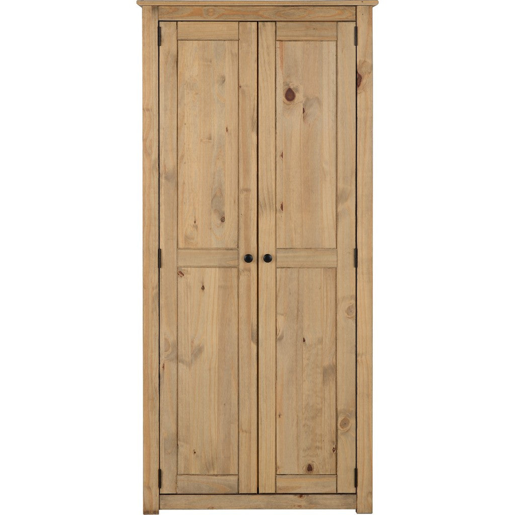 Panama 2 Door Wardrobe-Furniture-Seconique-White / Natural Wax-Levines Furniture