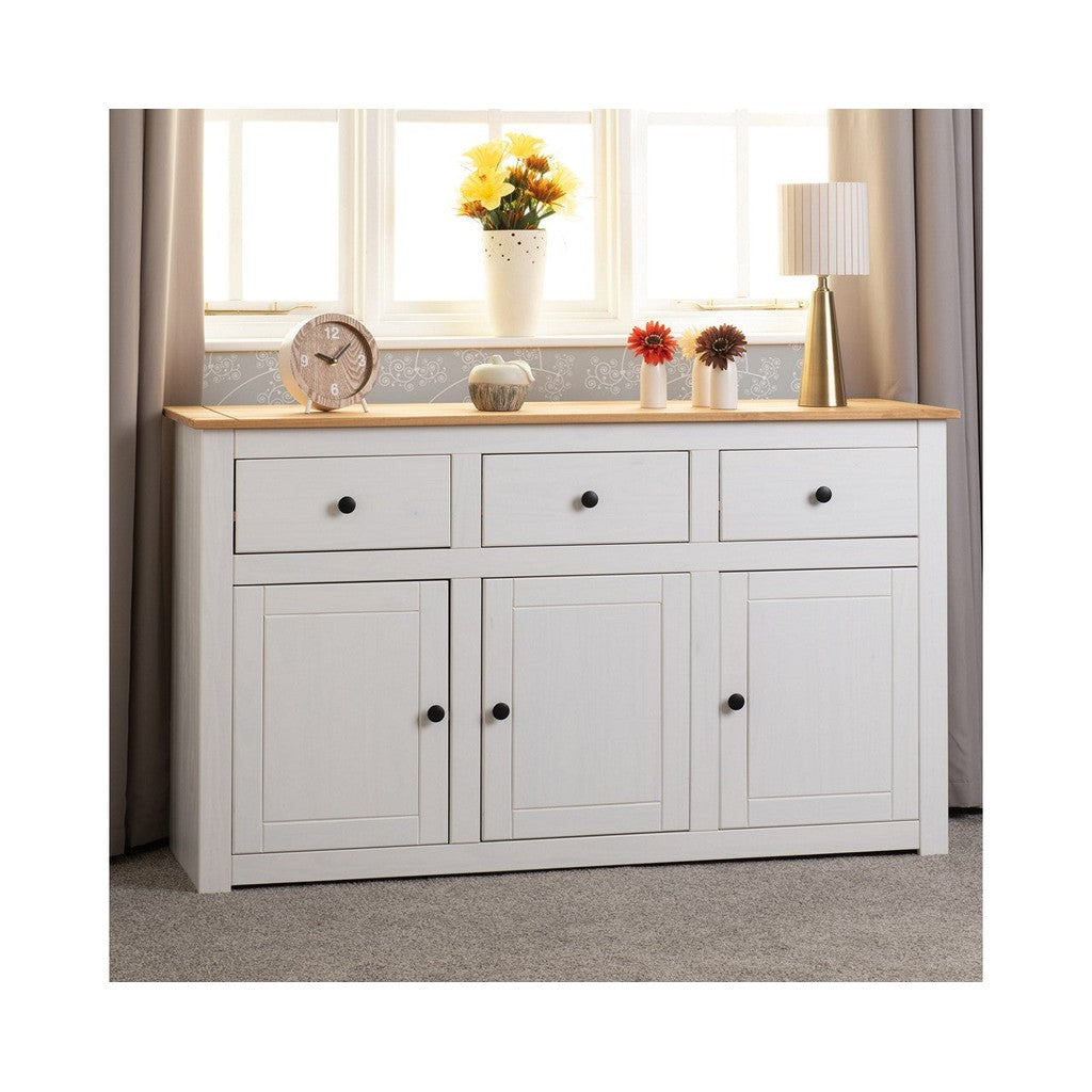 Panama Range - 3 Door 3 Drawer Sideboard-Furniture-Seconique-Levines Furniture