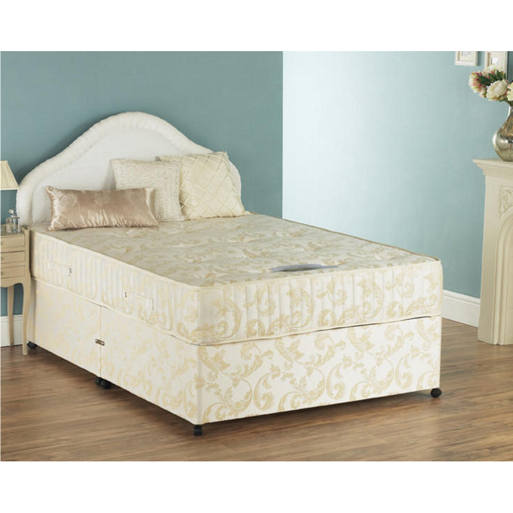 Pearl Ortho Double Divan Bed-Furniture-Beauty Sleep Beds-No Storage-Chenille Aubergine-Levines Furniture