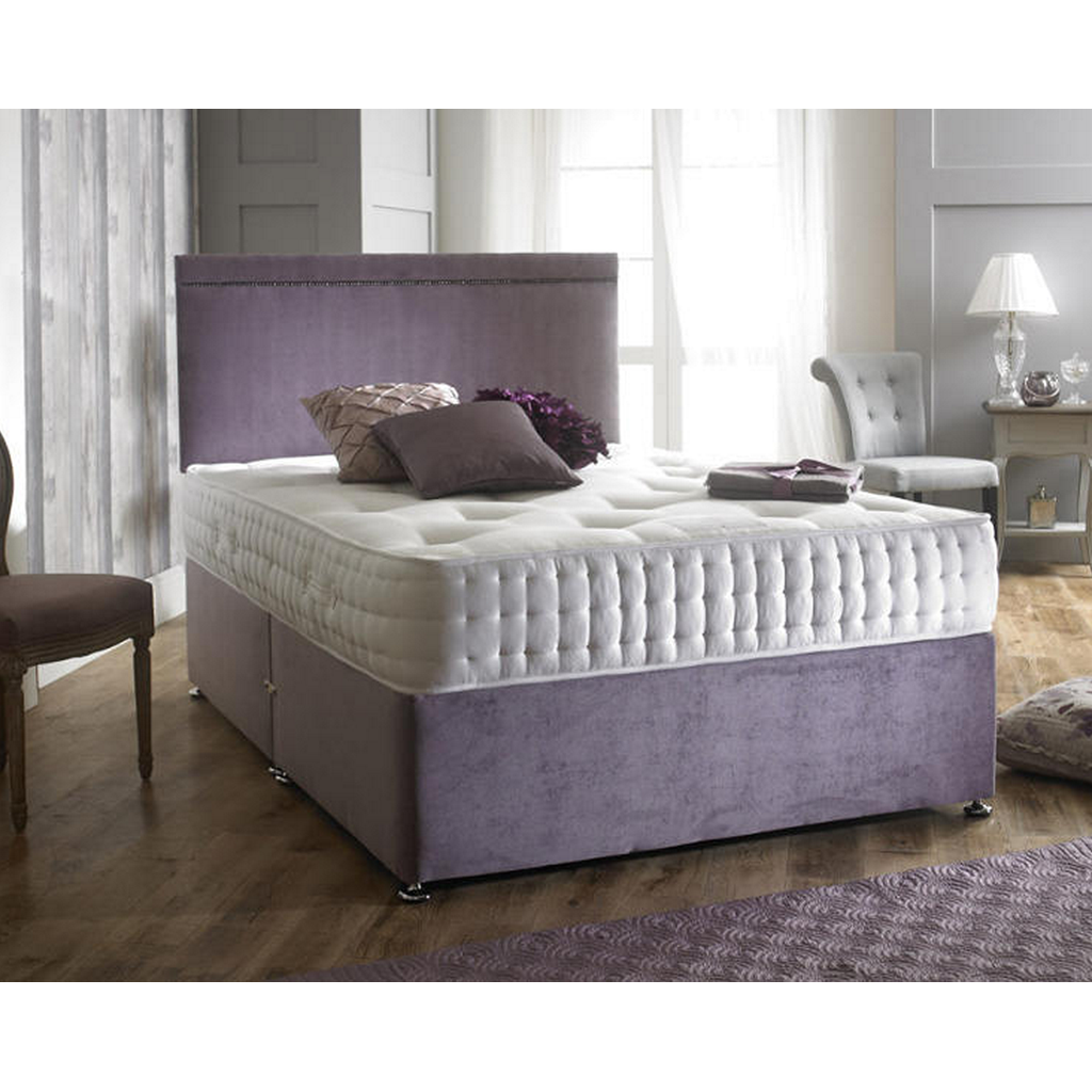 Platinum 1500 Double Divan Bed-Furniture-Beauty Sleep Beds-No Storage-Chenille Aubergine-Levines Furniture