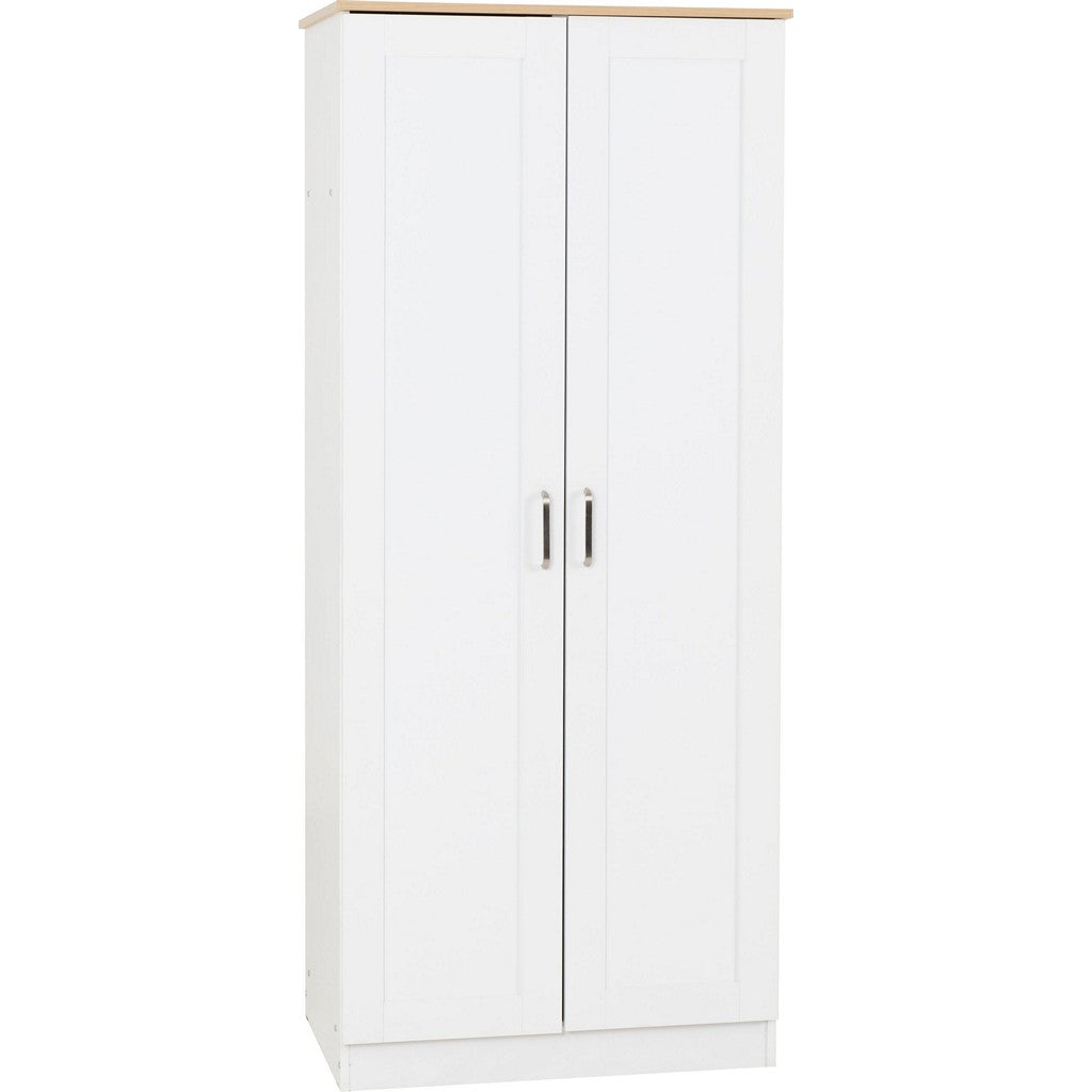 Portland 2 Door Wardrobe-Furniture-Seconique-Grey / Oak Effect-Levines Furniture