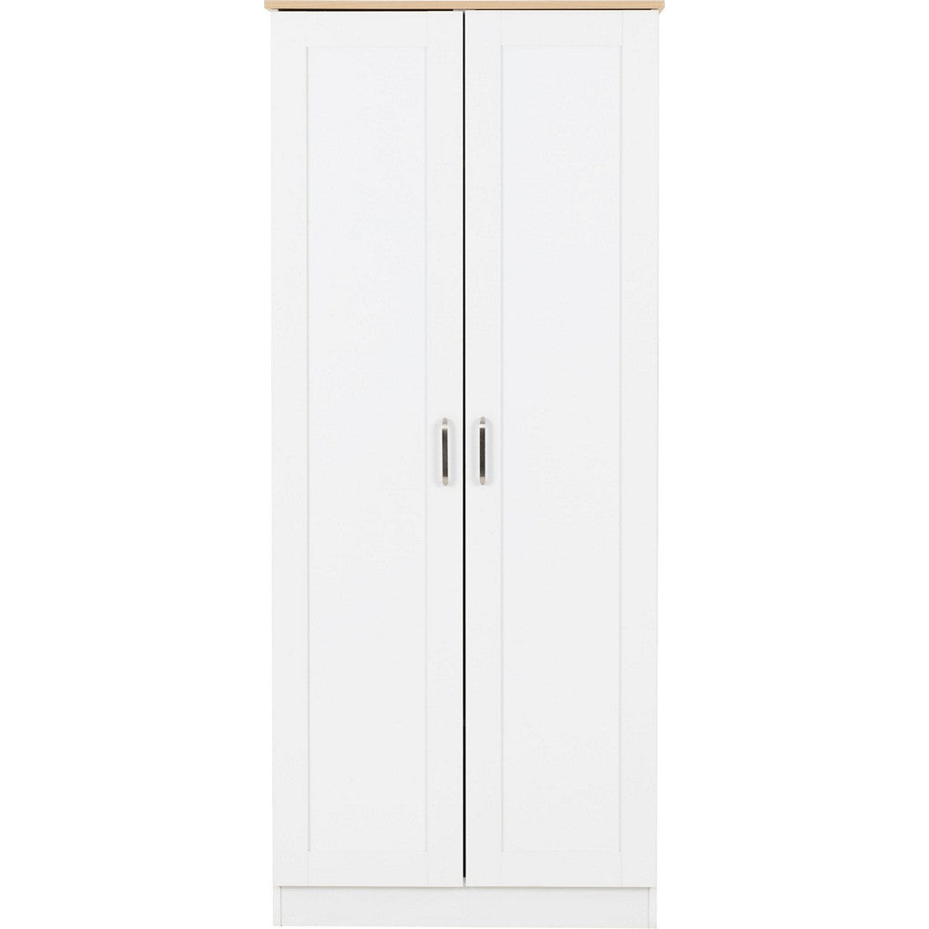 Portland 2 Door Wardrobe-Furniture-Seconique-Grey / Oak Effect-Levines Furniture