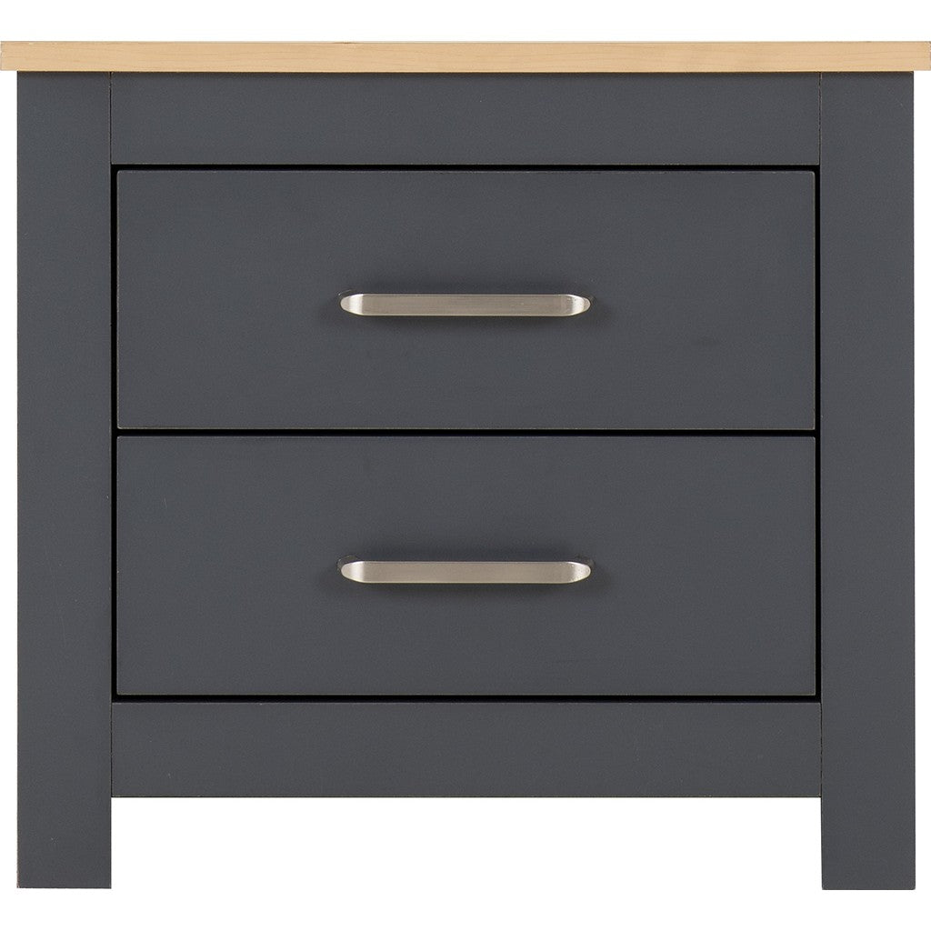 Portland 2 Drawer Bedside-Furniture-Seconique-Grey / Oak Effect-Levines Furniture