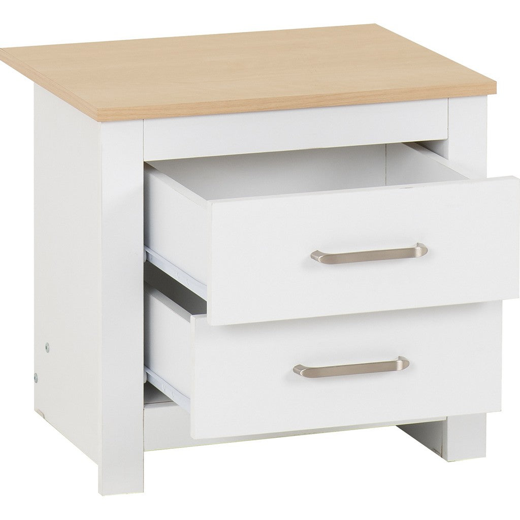 Portland 2 Drawer Bedside-Furniture-Seconique-Grey / Oak Effect-Levines Furniture