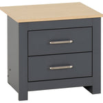 Portland 2 Drawer Bedside-Furniture-Seconique-Grey / Oak Effect-Levines Furniture