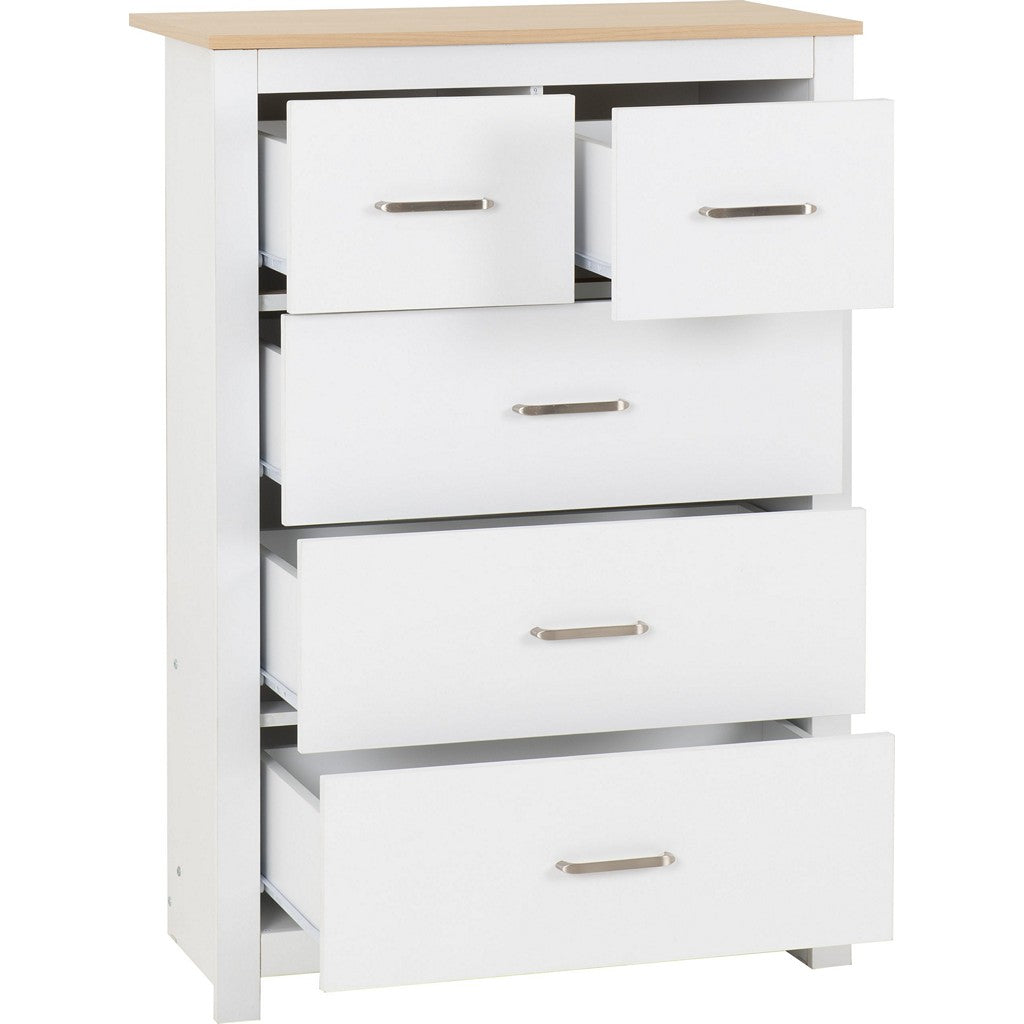 Portland 3 + 2 Drawer Chest-Furniture-Seconique-Grey / Oak Effect-Levines Furniture