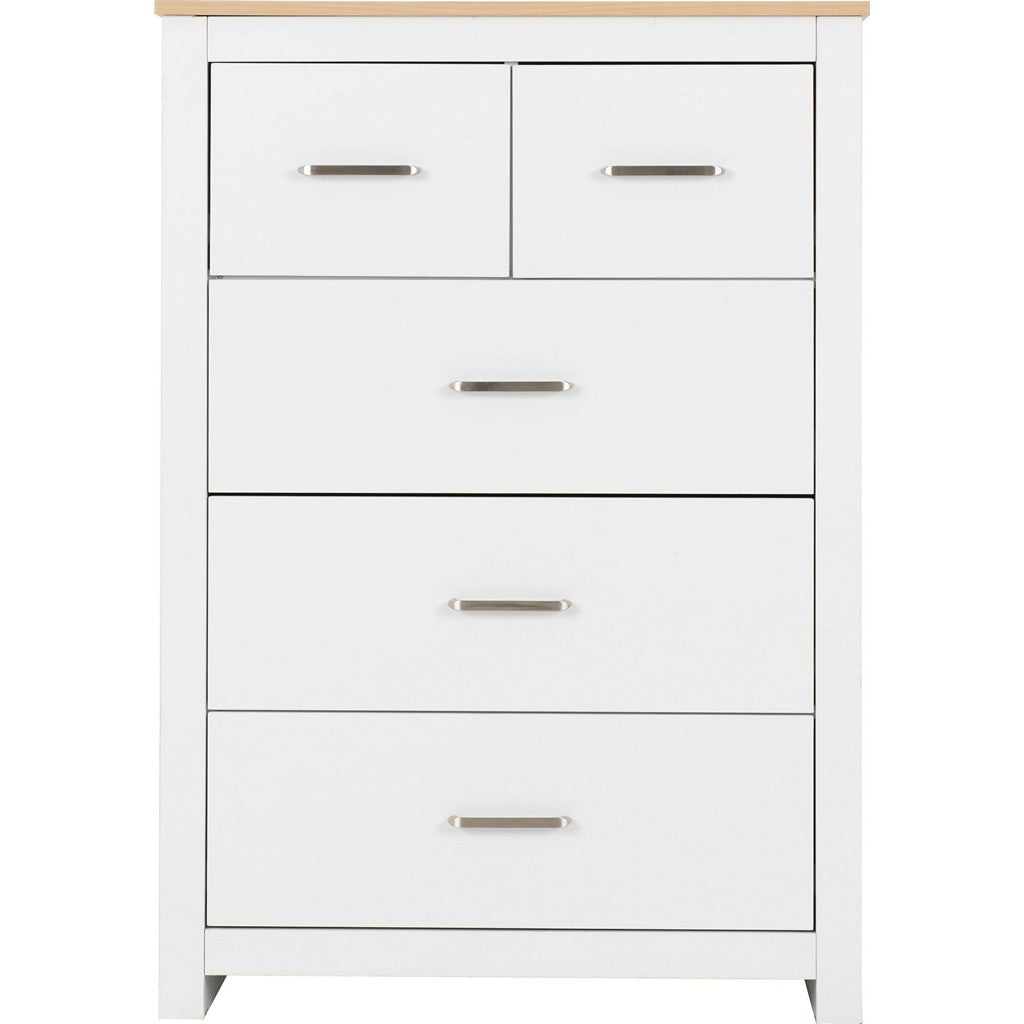 Portland 3 + 2 Drawer Chest-Furniture-Seconique-Grey / Oak Effect-Levines Furniture