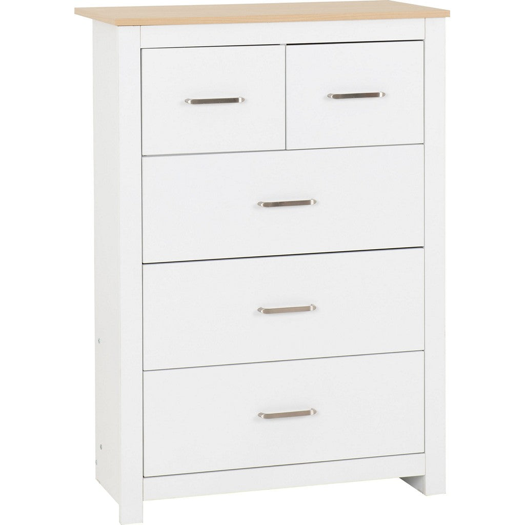 Portland 3 + 2 Drawer Chest-Furniture-Seconique-White / Oak Effect-Levines Furniture