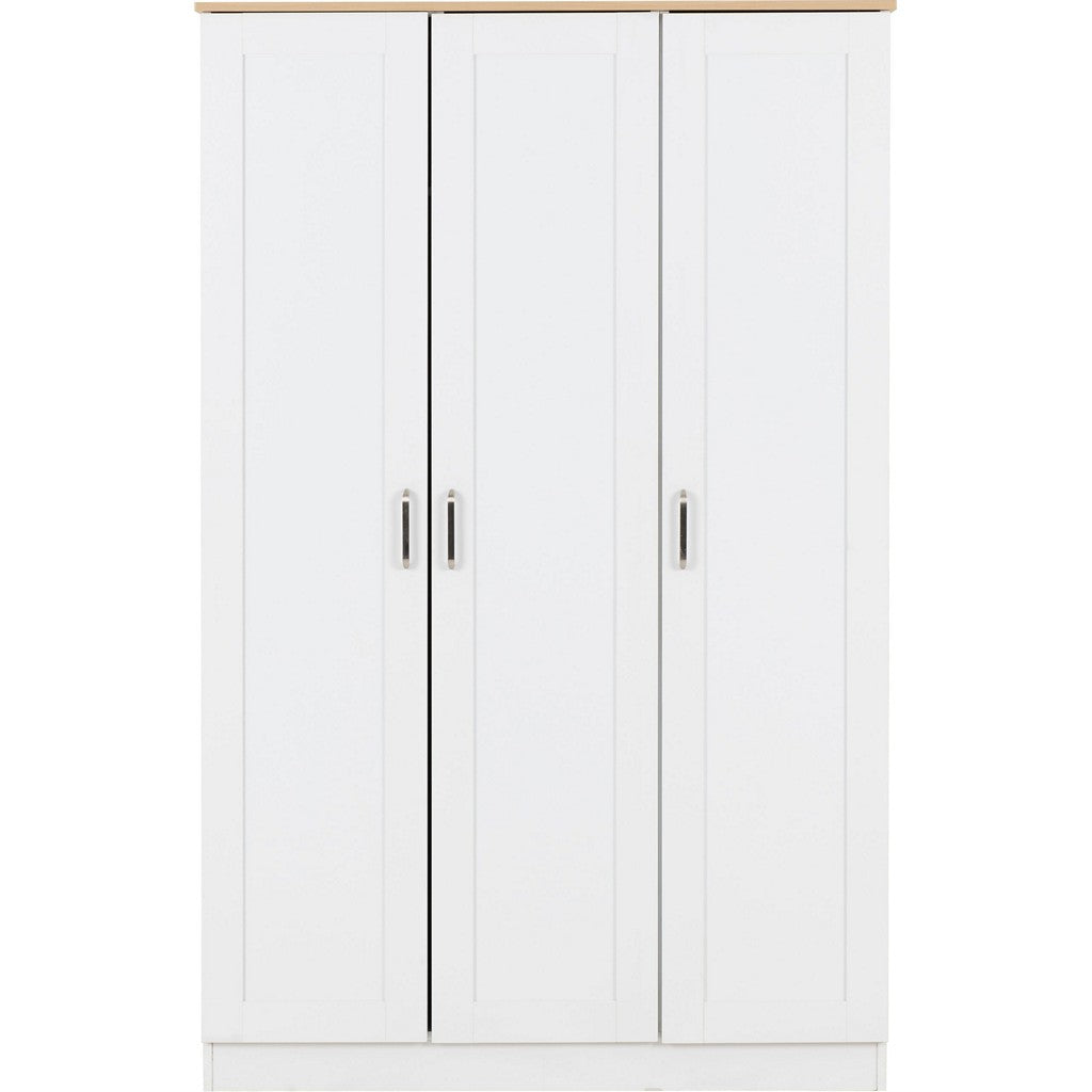 Portland 3 Door Wardrobe-Furniture-Seconique-Grey / Oak Effect-Levines Furniture