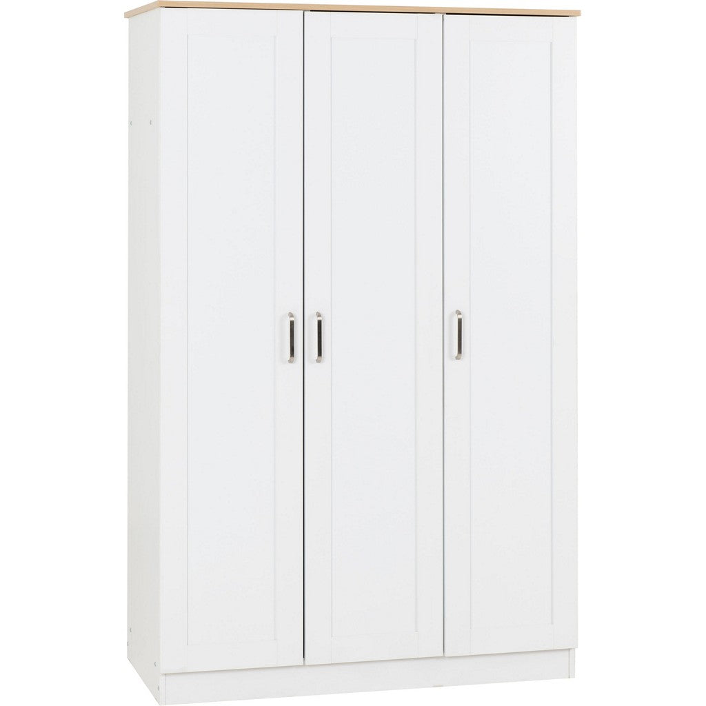 Portland 3 Door Wardrobe-Furniture-Seconique-White / Oak Effect-Levines Furniture