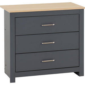 Portland 3 Drawer Chest-Furniture-Seconique-Grey / Oak Effect-Levines Furniture