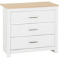 Portland 3 Drawer Chest-Furniture-Seconique-White / Oak Effect-Levines Furniture