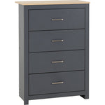 Portland 4 Drawer Chest-Furniture-Seconique-Grey / Oak Effect-Levines Furniture