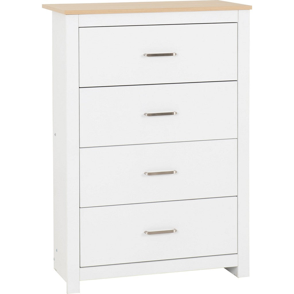 Portland 4 Drawer Chest-Furniture-Seconique-White / Oak Effect-Levines Furniture