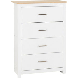 Portland 4 Drawer Chest-Furniture-Seconique-White / Oak Effect-Levines Furniture