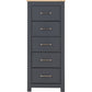 Portland 5 Drawer Narrow Chest-Furniture-Seconique-Grey / Oak Effect-Levines Furniture