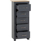 Portland 5 Drawer Narrow Chest-Furniture-Seconique-Grey / Oak Effect-Levines Furniture