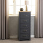 Portland 5 Drawer Narrow Chest-Furniture-Seconique-Grey / Oak Effect-Levines Furniture