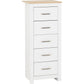 Portland 5 Drawer Narrow Chest-Furniture-Seconique-White / Oak Effect-Levines Furniture