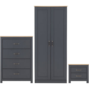 Portland Bedroom Set-Furniture-Seconique-Grey / Oak Effect-Levines Furniture