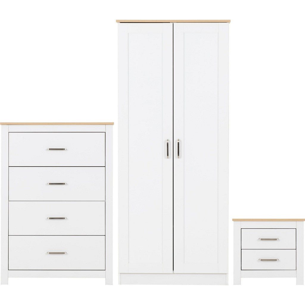 Portland Bedroom Set-Furniture-Seconique-White / Oak Effect-Levines Furniture