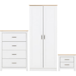 Portland Bedroom Set-Furniture-Seconique-White / Oak Effect-Levines Furniture