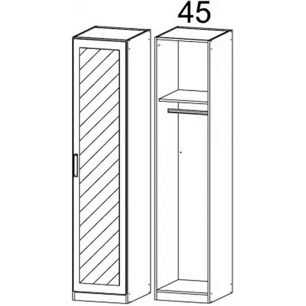 Rivera 1 Door Wardrobe-Furniture-Rauch-White-1 Mirror Door (Right Hand)-Levines Furniture
