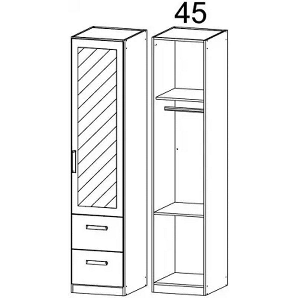 Rivera 1 Door Wardrobe-Furniture-Rauch-White-1 Mirror Door with Drawers (Right Hand)-Levines Furniture