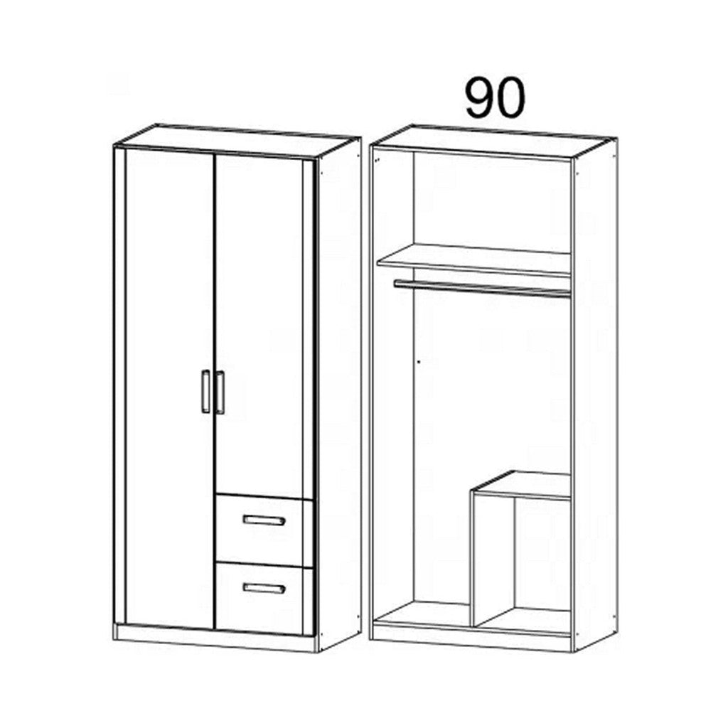 Rauch Rivera Range - Wardrobe Unit 2 Door-Furniture-Rauch-White-2 Door-Drawers Right-Levines Furniture