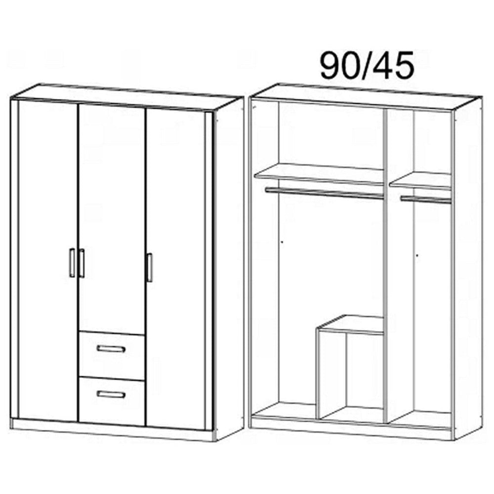 Rauch Rivera Range - Wardrobe Unit 3 Door-Furniture-Rauch-White-3 Door-Centre Drawers-Levines Furniture