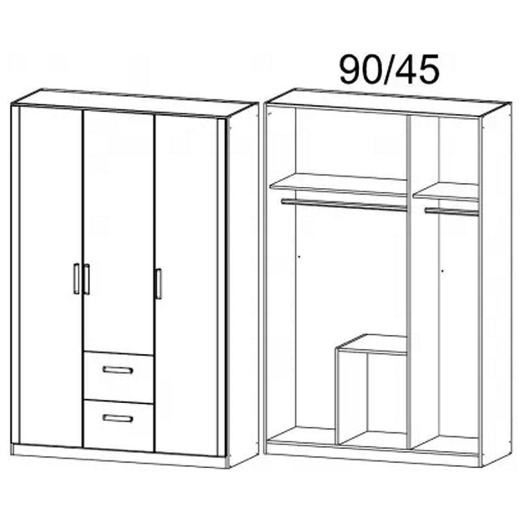 Rauch Rivera Range - Wardrobe Unit 3 Door-Furniture-Rauch-White-3 Door-Centre Drawers-Levines Furniture