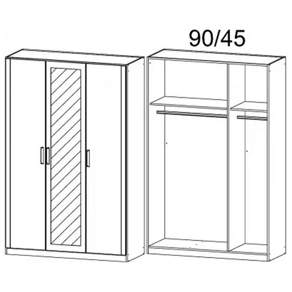 Rauch Rivera Range - Wardrobe Unit 3 Door-Furniture-Rauch-White-3 Doors - 1 Mirror-No Drawers-Levines Furniture